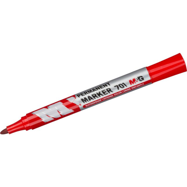 Маркер перманентный M&G красный (толщина линии 0.7-2.3 мм) круглый  наконечник