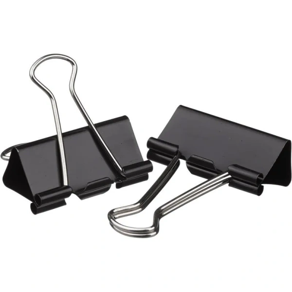 Зажимы для бумаг Комус 41 мм черные (12 штук в упаковке)