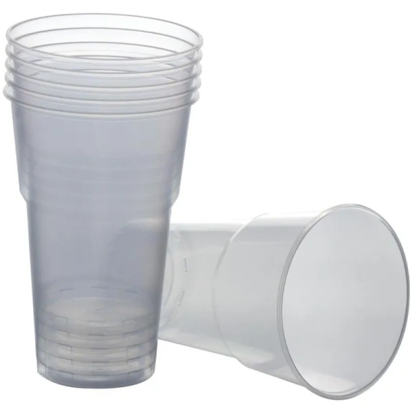 Стакан одноразовый пластиковый 500 мл прозрачный 50 штук в упаковке Комус Бюджет