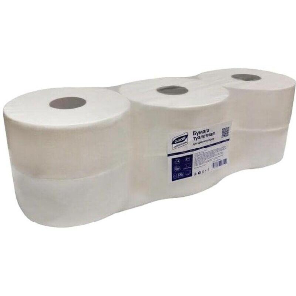 Бумага туалетная в рулонах Luscan Prof Optima 1-слойная 6 рулонов по 350  метров
