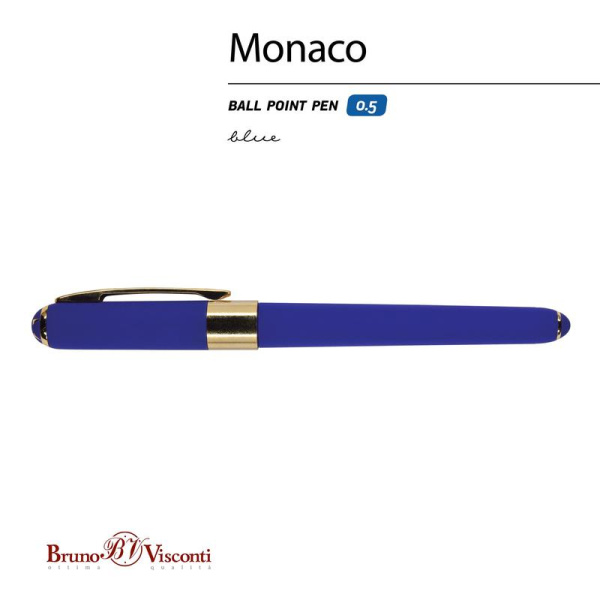 Ручка шариковая неавтоматическая Bruno Visconti Monaco синяя   (синий/фиолетовый корпус, толщина линии 0.4 мм)