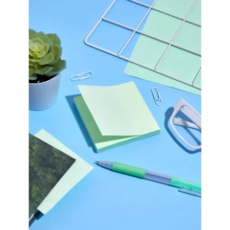 Стикеры Комус 76x76 мм пастельные салатовые (1 блок, 100 листов)