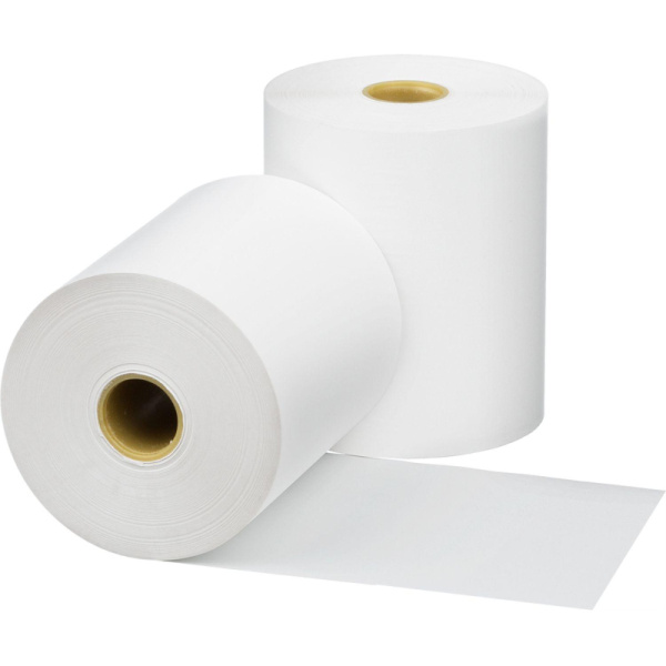 Чековая лента из термобумаги 57 мм намотка 40 м диаметр 52 мм втулка 12  мм (10 штук в упаковке)