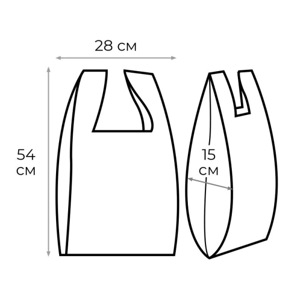 Пакет-майка ПНД 15 мкм белый (28+15х54 см, 100 штук в упаковке)