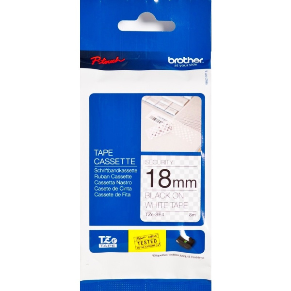 Картридж для принтера этикеток Brother TZESE4 (18 мм x 8 м, цвет ленты  белый, шрифт черный)