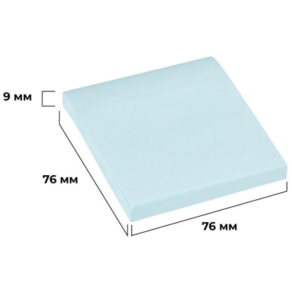 Стикеры 76x76 мм пастельные голубые (1 блок, 100 листов)