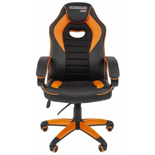 Кресло игровое Chairman Game 16 оранжевое/черное (экокожа/ткань, пластик)
