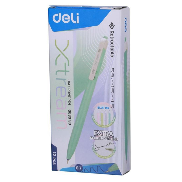 Ручка шариковая автоматическая Deli X-tream синяя