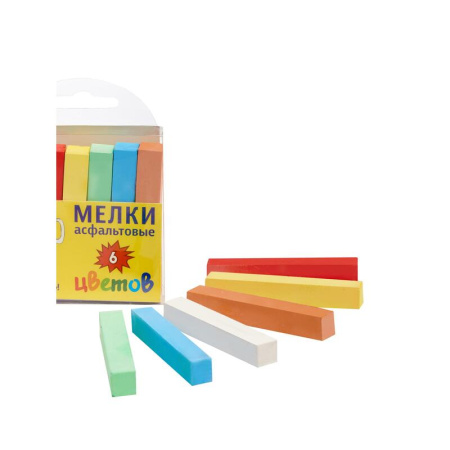 Мел для асфальта МЕЛАН цветной 6 штук 6 цветов