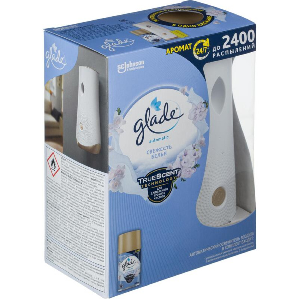 Освежитель воздуха автоматический Glade Automatic + сменный баллон   Свежесть белья 269 мл