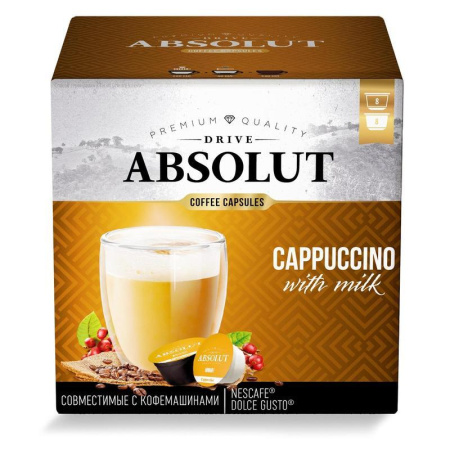 Кофе в капсулах для кофемашин Absolut Drive Cappuccino with milk (16 штук в упаковке) Кофе в капсулах для кофемашин Absolut Drive Cappuccino with milk (16 штук в упаковке)