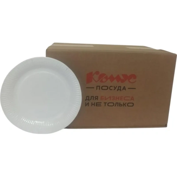 Тарелка одноразовая бумажная ламинированная 230 мм белая 500 штук в  упаковке Тарелка одноразовая бумажная ламинированная 230 мм белая 500 штук в  упаковке
