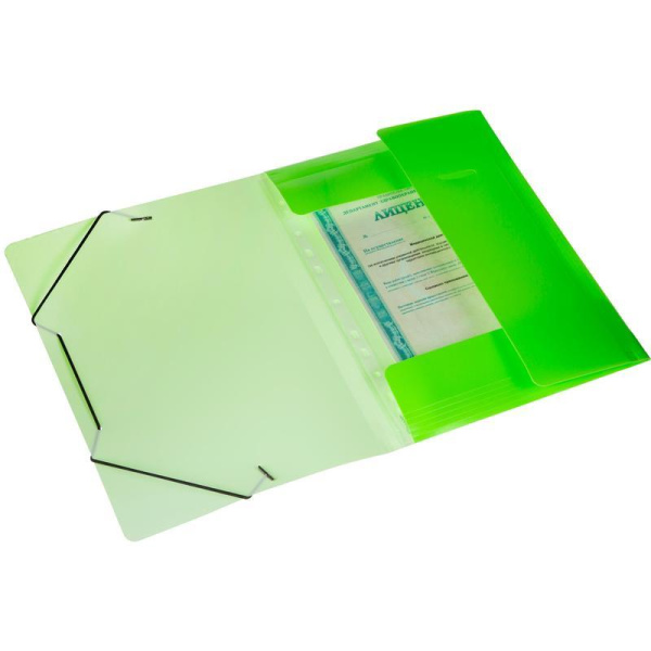 Папка на резинках Attache Neon А4 20 мм пластиковая до 150 листов   салатовая (толщина обложки 0.5 мм)