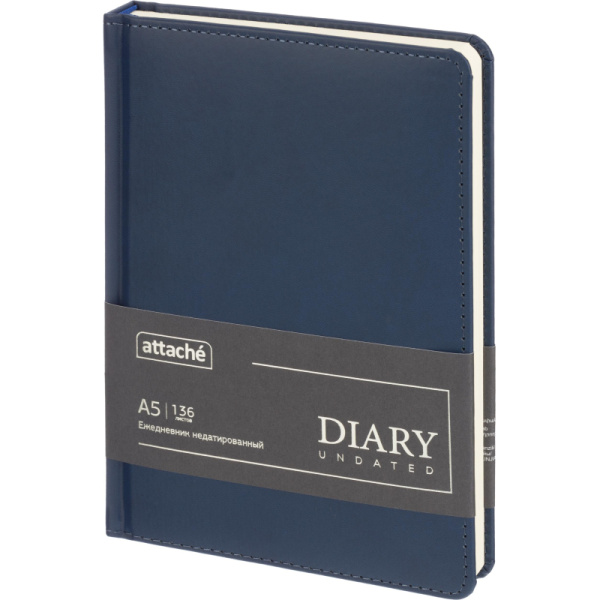 Ежедневник недатированный Attache Classic искусственная кожа тиснение А5  136 листов синий