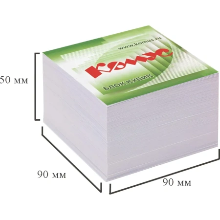Блок для записей Комус 90x90x50 мм белый проклеенный (плотность 100  г/кв.м)