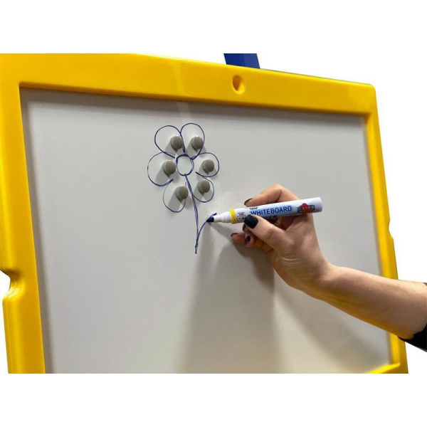 Доска-мольберт магнитно-маркерная/меловая BoardSYS 40x60 см комбинированное покрытие пластиковая рама с полочкой