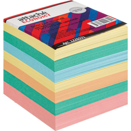 Блок для записей Attache Economy 75x75x75 мм разноцветный (плотность 65 г/кв.м)
