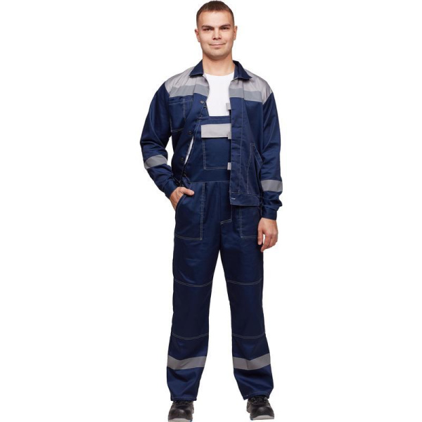 Костюм рабочий летний мужской л20-КПК с СОП синий/серый (размер 44-46, рост 158-164)