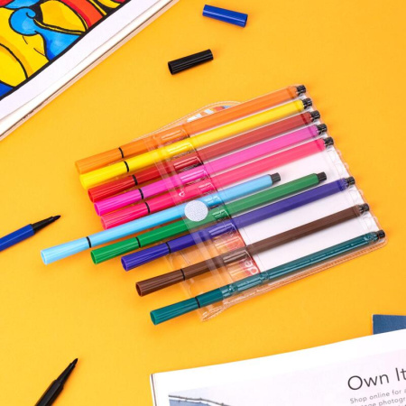 Фломастеры Deli EC157-12 12 цветов смываемые с вентилируемыми колпачками