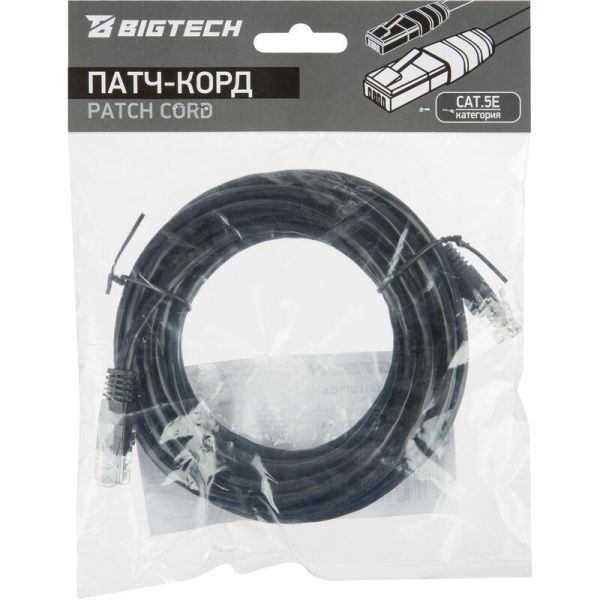 Патч-корд витая пара BigTech OPCC011 UTP CCA cat 5e 5 м