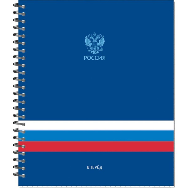 Тетрадь общая Полином Россия А5 48 листов в клетку на спирали ВД-лак