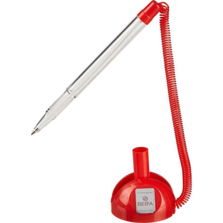 Ручка шариковая на липучке Beifa синяя (красный корпус, толщина линии 0.7 мм)