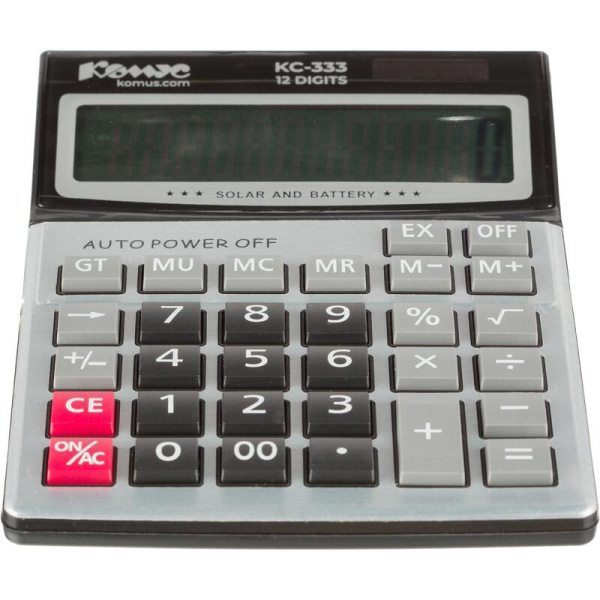 Калькулятор настольный Комус КС-333 12-разрядный серебристый 170x125x38  мм